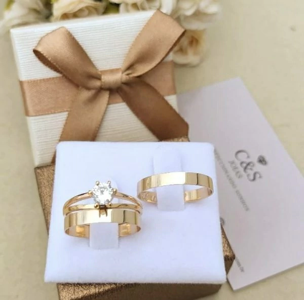 Par Alianças Rio de Ouro 18k - 3mm